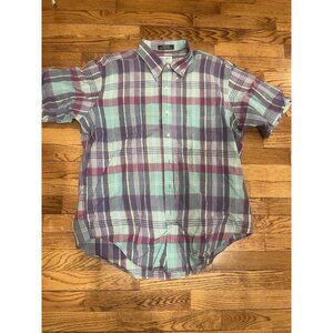 Vintage Van Boven Indian Madras XL USA Plaid Checkered Short Sleeve Shirt